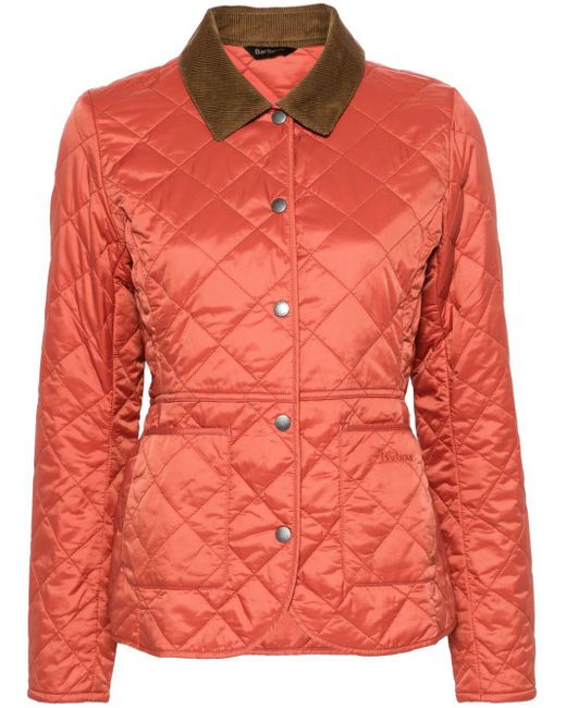 Barbour Red Corduroy-collar Quilted Jacket