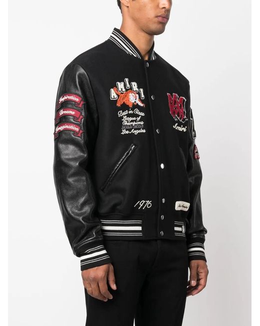 Amiri Black Logo-patch Varsity Jacket for men