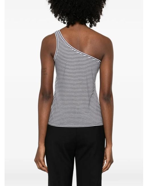 Tom Ford Blue Striped One-Shoulder Top