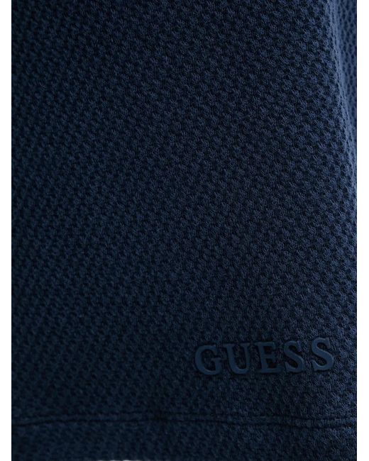 Guess Blue Waffle-Knit Drawstring-Waist Shorts for men