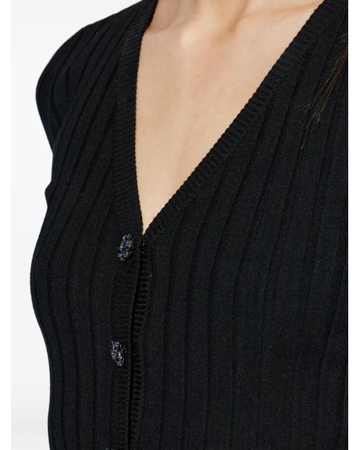 Dolce & Gabbana Black Buttoned V-Neck Mini Dress