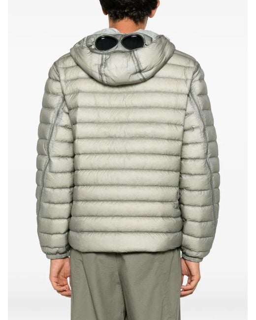 C P Company Gray Goggle-Detail Quilted Jacket for men