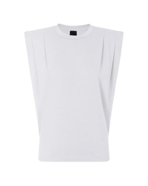 Pinko White Sleeveless Double Jersey T-Shirt