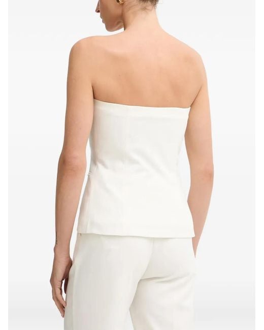 Morgan White Strapless Button-Up Blouse