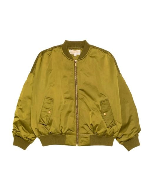 Veste Bomber En Satin Ciré Michael Kors en coloris Green