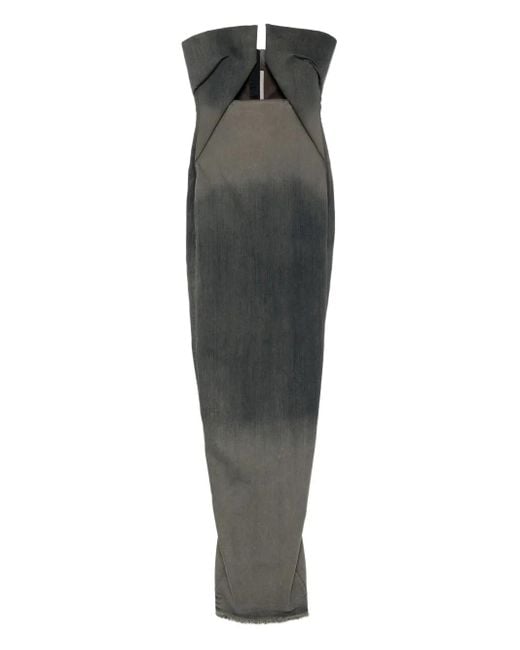 Rick Owens Gray Cut-Out Strapless Dress