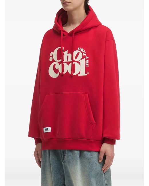 Chocoolate Red Logo-Print Hoodie for men
