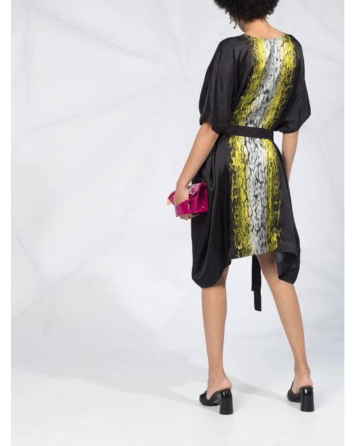 Rick Owens Black Acid Print T-Shirt Midi Dress