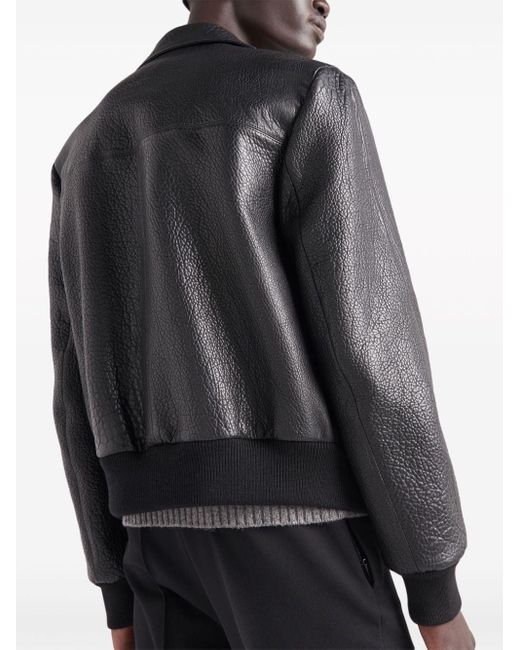 Prada Jacke aus strukturiertem Leder in Black für Herren