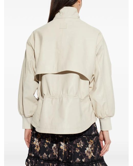 AllSaints White Flor Zip-Up Flap-Pocket Jacket