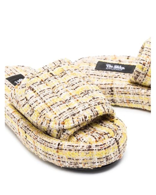 Natasha Zinko Metallic Tweed-Detail Open Toe Sandals