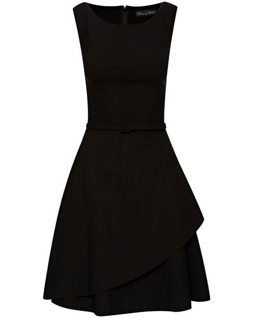 Oscar de la Renta Black Belted-Waist Wrap-Effect Dress