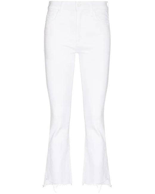 Mother The Insider Crop Step Fray ジーンズ White