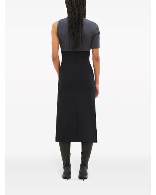 Courreges Black Logo-Print Panelled Midi Dress