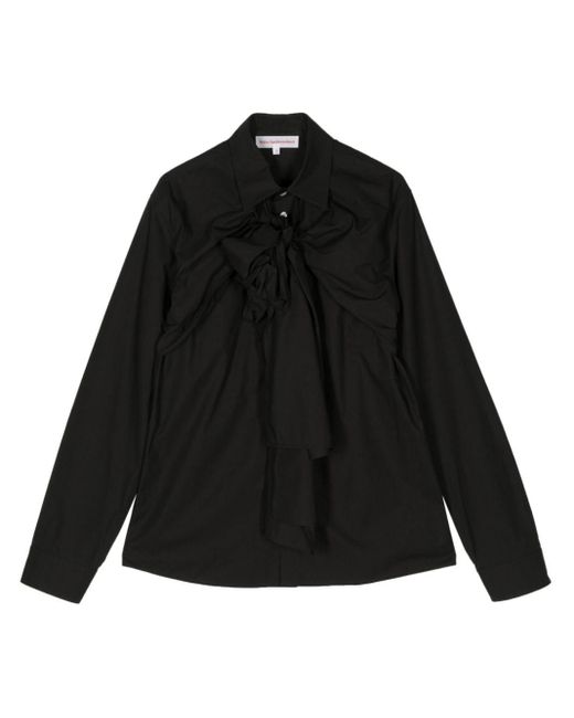Walter Van Beirendonck Black Bow-detail Cotton Shirt for men