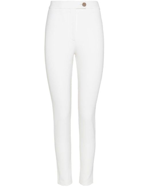 Ferragamo White High-waisted Slim-fit Trousers