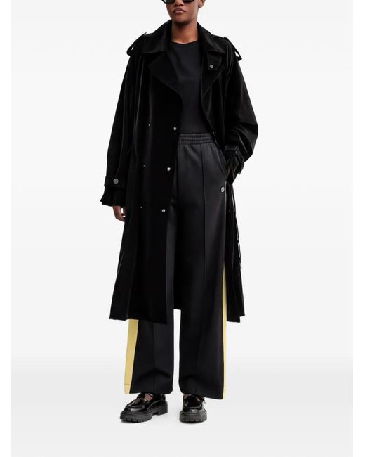 Rains Black Belted Snap-Buttoned Trench Coat