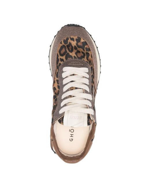 GHOUD VENICE White Leopard-Print Lace-Up Sneakers