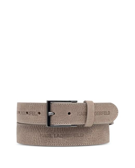 Karl Lagerfeld Gray Logo-Debossed Topstitched Belt for men
