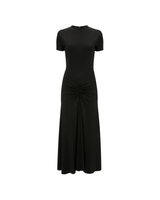 Victoria Beckham Black Blaire Gathered Midi Dress
