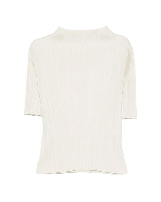 Pleats Please Issey Miyake White T-Shirt À Design Plissé