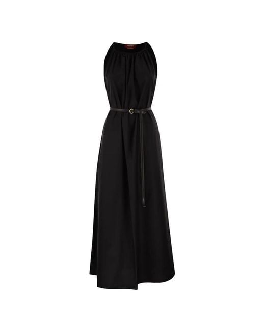 Max Mara Black Halterneck Belted Maxi Dress