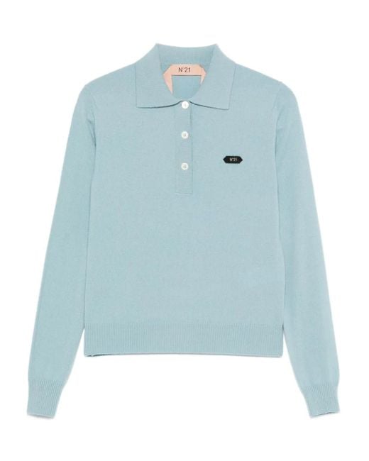 N°21 Blue Button-Fastening Polo Top