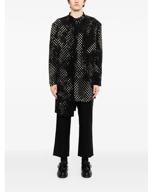 Yohji Yamamoto Black Patterned Buttoned Jacket for men