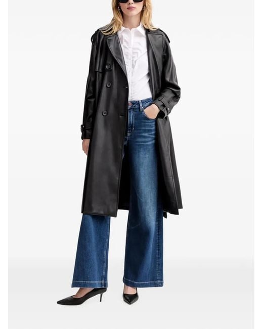 Guess Black Buttoned Belted Coat