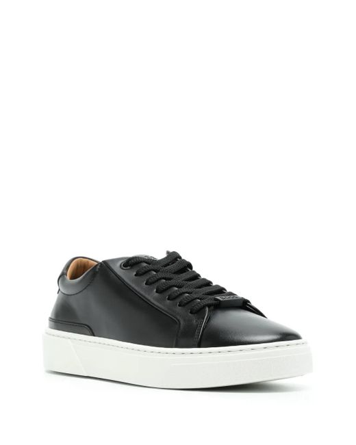 Boss Black Logo-Plaque Leather Sneakers for men