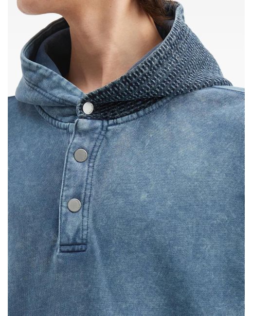 Musium Div. Blue Button Patchwork Hoodie for men