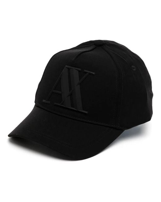 ARMANI EXCHANGE Black Logo-Embossed Baseball Cap for men