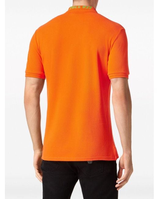Philipp Plein Skull-print Cotton Polo Shirt in Orange for Men | Lyst  Australia