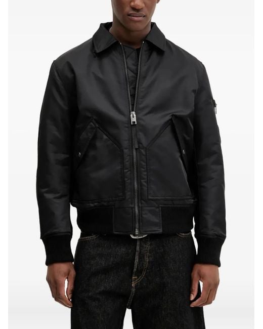 HUGO Black Zip-Fastening Bomber Jacket for men