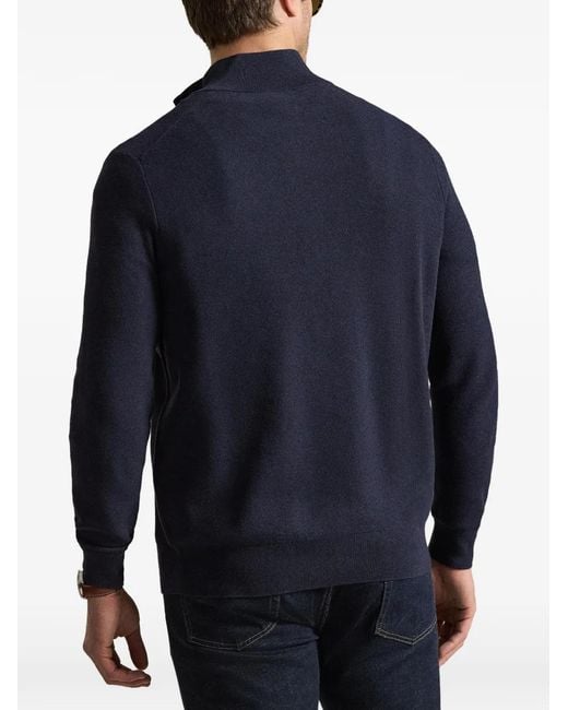 Polo Ralph Lauren Blue Mesh-Knit Quarter-Zip Sweater for men