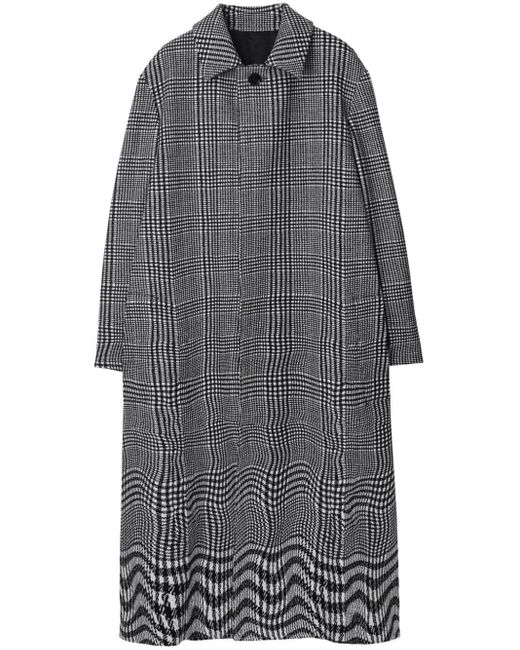 Burberry Gray Single-breasted Houndstooth Coat