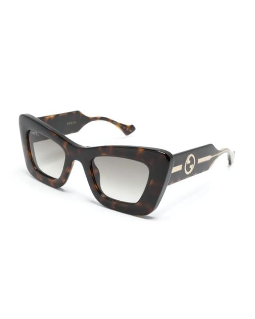 Gucci Brown Tortoiseshell Cat-Eye Sunglasses