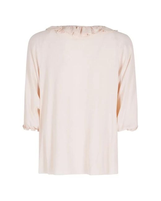Seventy Pink Ruffled V-Neck Top