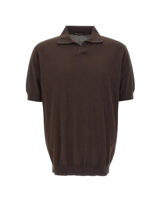 FILIPPO DE LAURENTIIS Brown Ribbed-Trim T-Shirt for men