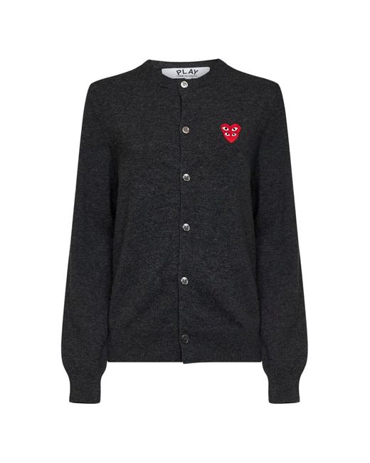 COMME DES GARÇONS PLAY Black Cardigan Double Heart Emblem Wool