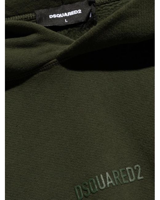 DSquared² Green Logo-Print Cotton Hoodie for men