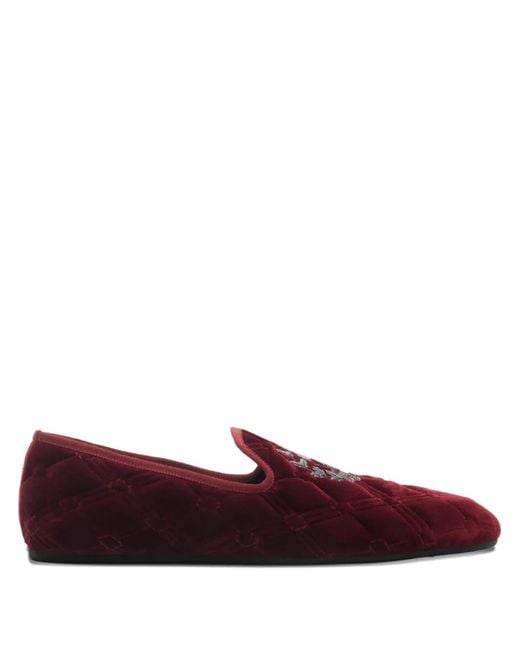 Burberry Red Estate Quilted Crest Loafers for men