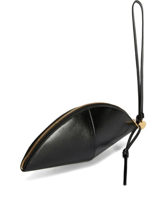 Jil Sander Black Curved Wrist-Strap Clutch Bag