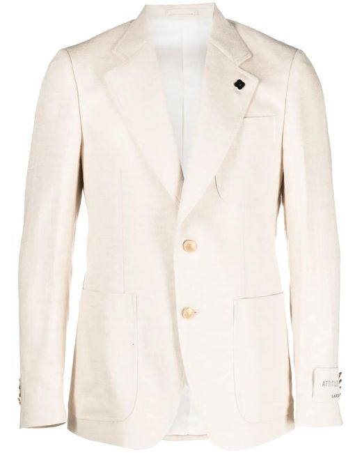 Lardini Natural Single-Breasted Cotton-Blend Blazer for men