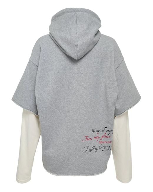Pushbutton Gray Raw-Edge Zip-Up Hoodie