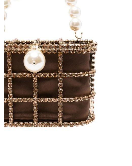 Rosantica Brown Mini Holli Crystal-Embellished Bucket Bag