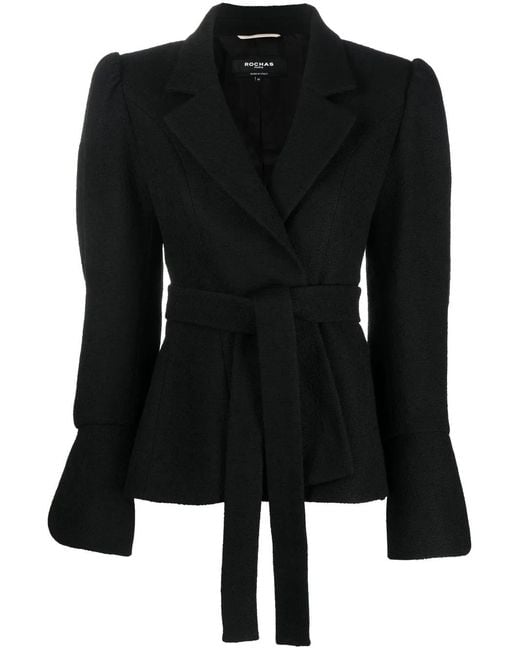 Rochas Black Belted Wool Jacket