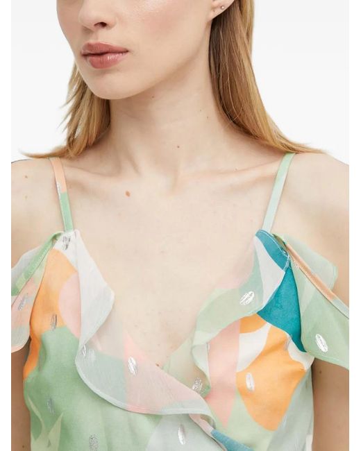 Never Fully Dressed Blue Ruffled Printed Top