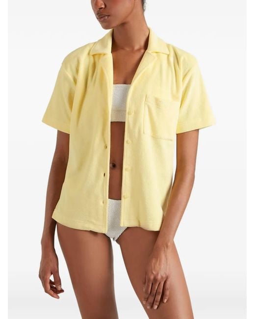 Hunza G Yellow Towelling Short-Sleeve Shirt