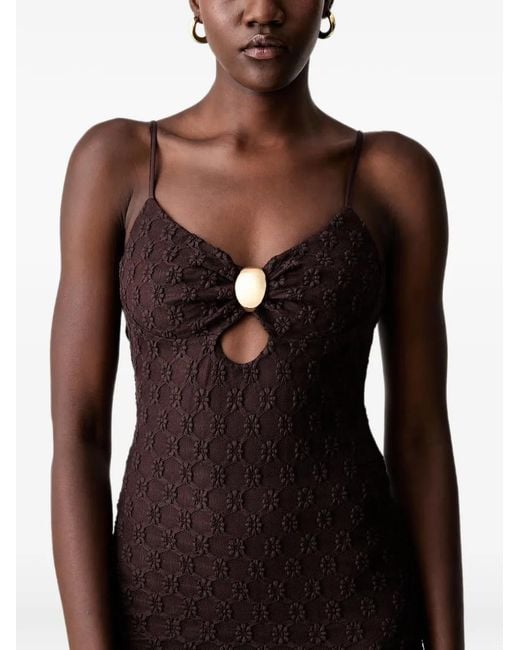 Bardot Black Karla Floral-Lace Cut-Out Midi Dress